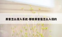 黑客怎么侵入系统-那些黑客是怎么入侵的