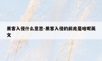 黑客入侵什么意思-黑客入侵的前兆是啥呢英文