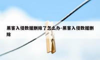 黑客入侵数据删除了怎么办-黑客入侵数据删除