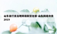 山东省打击治理网络新型犯罪-山东网络攻击2019