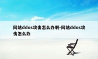 网站ddos攻击怎么办啊-网站ddos攻击怎么办