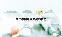 关于泰国暗网空间的信息