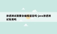 渗透测试需要会编程语言吗-java渗透测试有用吗