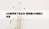 ssh被禁用了怎么办-服务器ssh被别人攻击