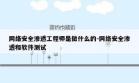 网络安全渗透工程师是做什么的-网络安全渗透和软件测试